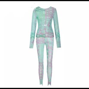 Mesh water colored two piece